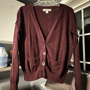 Decree Brown Cardigan Sweater Classic Knit V-Neck